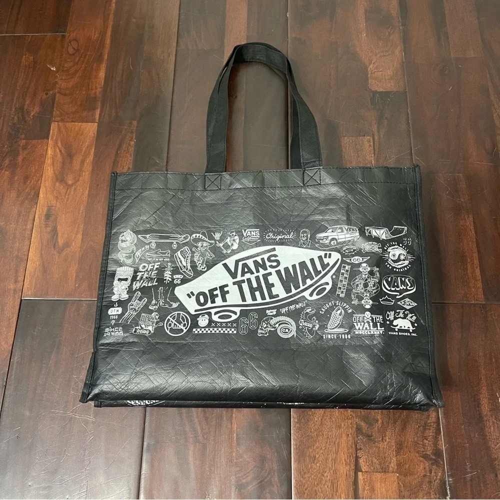 Vans Off The Wall Reusable Large Black/White Classic Checkered Shopping Tote Bag - Picture 1 of 5